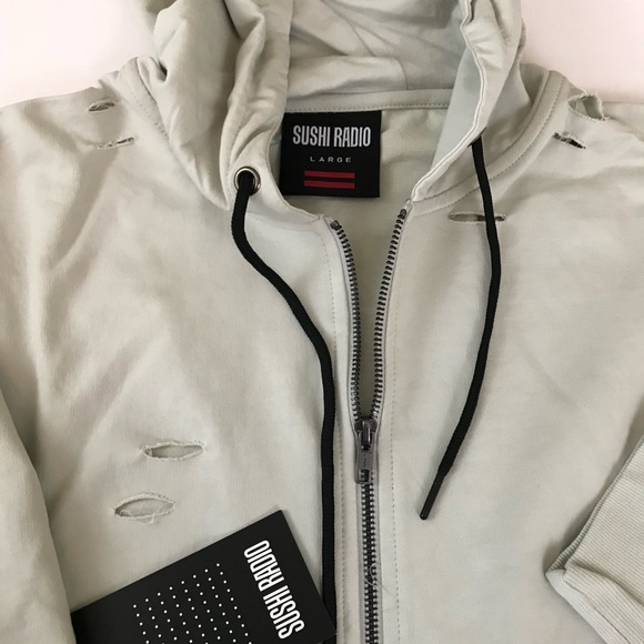 SUSHI RADIO Untold distressed hoodie men’s Large - Picture 4 of 8